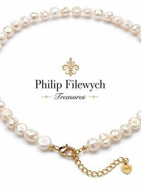 Pearl-26--AA Freshwater White Baroque Pearl Necklace 42 cm